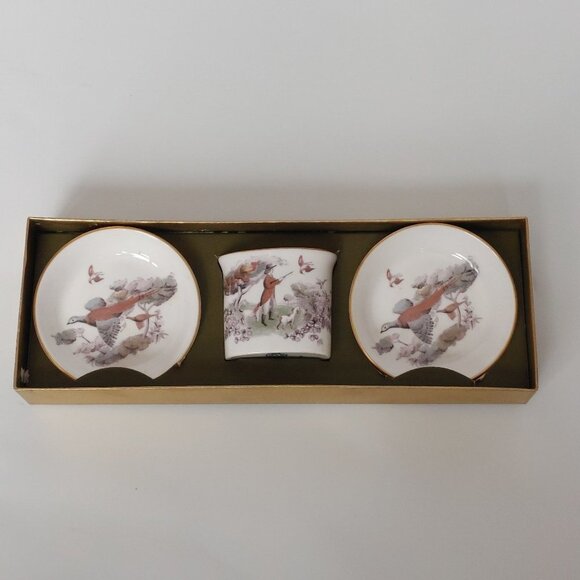 RARE Royal Worcester 51 Three Piece Set In Original Box GAME BIRD PHEASANT - Picture 2 of 16